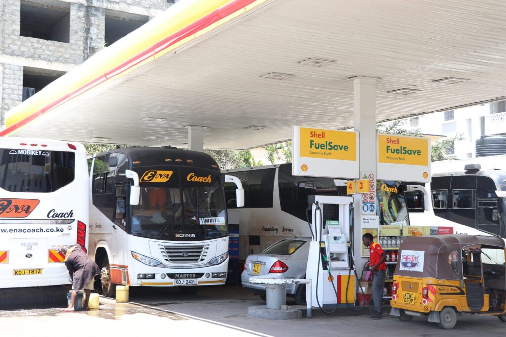 Buses at a filling station 