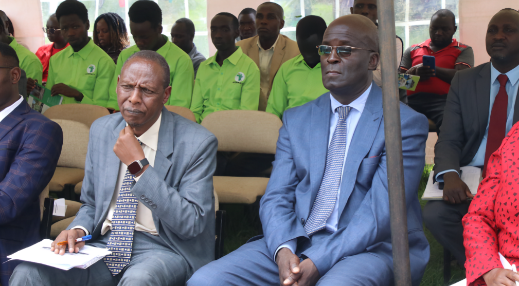 Moi University’s Acting Vice Chancellor Prof. Kiplagat Kotut and Acting Deputy Vice Chancellor - Academics,Research, Extension & Student Affairs Prof. Khaemba Ongeti.