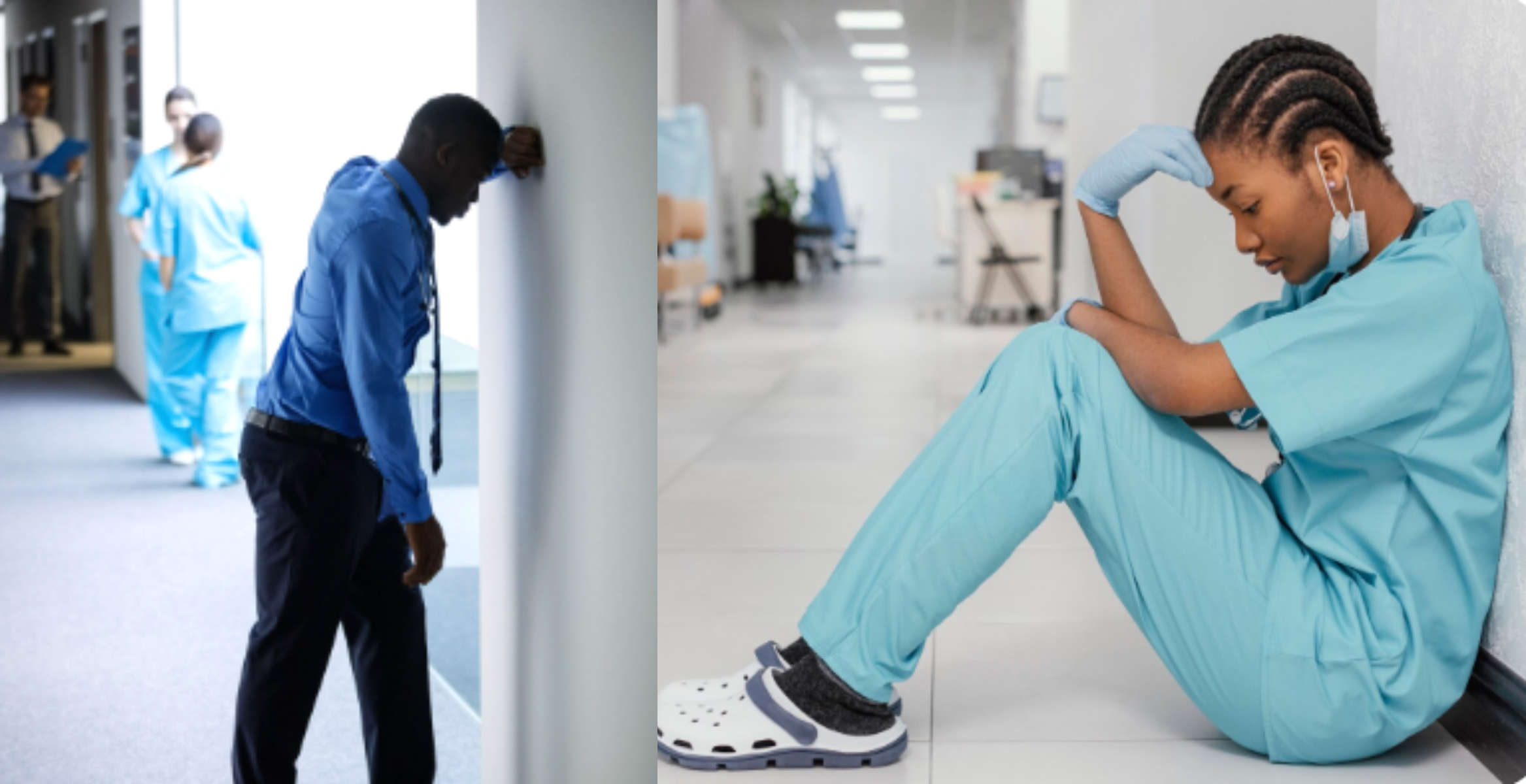 A man and a nurse at a hospital